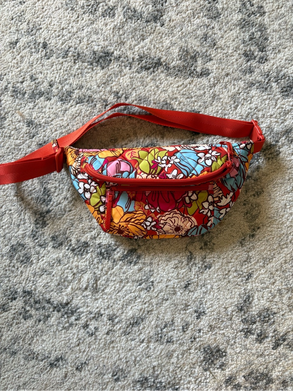 Vera Bradley Multicolor Floral Crossbody Belt Bag with Red Strap